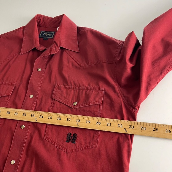 Roper Western Dark Red Double Pocket Long Sleeve Button Up Shirt Mens Medium - Picture 5 of 7